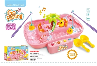 Rotating fishing kit (electric double color light 6 nursery rhyme, excluding electric 3 AA) - OBL717527