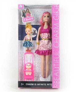 11.5 -inch small solid body fashion barbie, 3.5 -inch barbie with pram, dogs - OBL718247