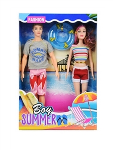11.5 inch solid body beach lovers barbie with swimming laps - OBL718286