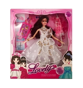 11.5 inch 12 joint wedding dress barbie with bag, an umbrella - OBL718293