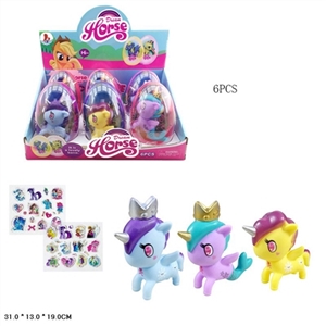 High quality PVC plastics olive big egg unicorn with horse stickers three three color assortments 6 - OBL719845