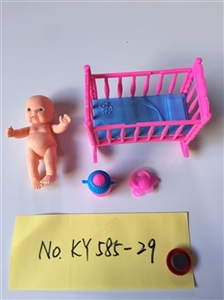 2款俄文5.5寸表情娃娃配婴儿床 - OBL722976
