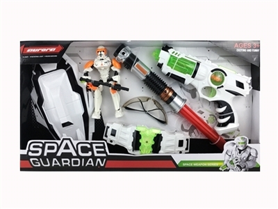 Light music space charge gun with telescopic lightsaber fighters glasses belt and shields - OBL723564