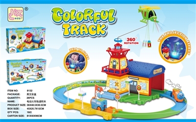 Aircraft lighting 360 ° rotating sleeping train track blocks assembled projection lighthouse - OBL727620