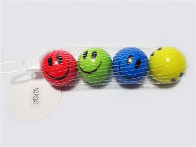 Mesh bag 4 grain of 4.5 CM four color smiling face PU ball - OBL729426