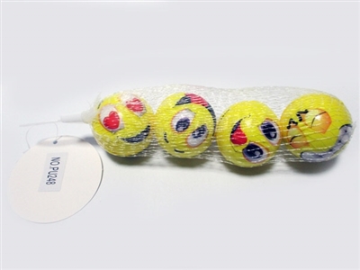 Mesh bag 4 grain of PU ball 4.5 CM yellow expression - OBL729427