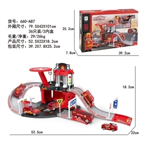 Fire alloy parking lot set (with 1 character car 1 plane) - OBL735757