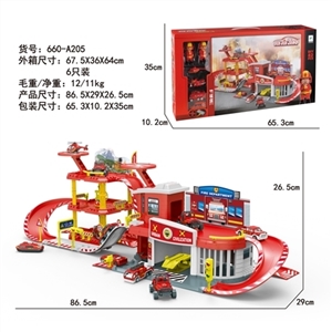 Fire alloy parking lot set (with figure 2 car plane 1 motor) - OBL735775