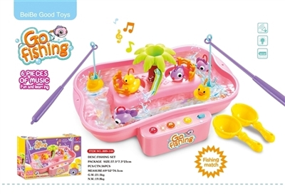 Rotating fishing kit (electric double color light 6 nursery rhyme, excluding electric 3 AA) - OBL735785