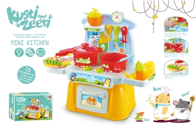 26 PCS mini electronic kitchen counter suit with sound. The lights - OBL735979