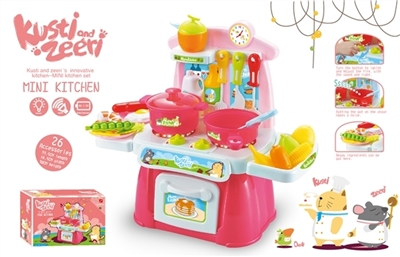 26 PCS mini electronic kitchen counter suit with sound. The lights - OBL735980