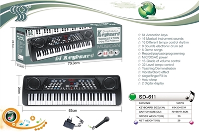 61 key multi-function electronic organ with adapter, two digital display, the microphone - OBL737334