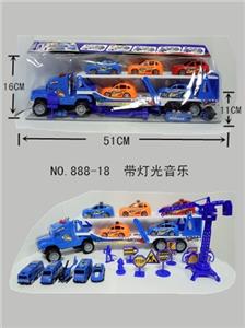 惯性拖头车(带灯光.音乐)拖5只警车配场景(包电） - OBL740002