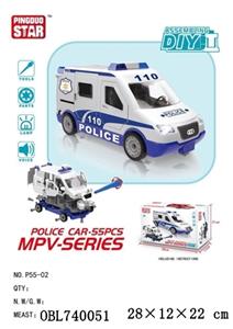 滑行警车手动拼装带灯光音乐/音乐盒3个AG13（包电） - OBL740051