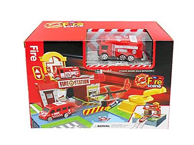 Scenario simulation fire in the parking lot with two receive a case load - OBL740362
