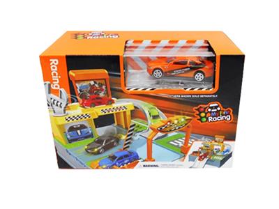 Receive a case simulation scene car pit with two cars - OBL740363