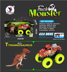Tyrannosaurus rex four drive high speed car with tyrannosaurus rex - OBL742291