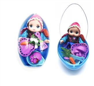 High quality PVC ball ship type egg first generation 6 inches of evade glue ice doll with tableware - OBL745405