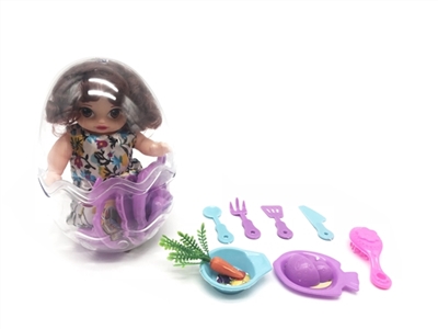 High-grade green egg 6 inch evade glue of sprouting doll with tableware - OBL745409