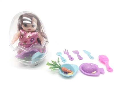 High-grade green egg 6 inch evade glue of sprouting doll with tableware - OBL745411