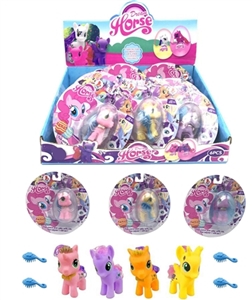 高档双面彩色图案吸塑搪胶马宝莉4色混装带马梳子12pc - OBL745450