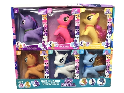 高档PVC盒 搪胶美人鱼马6PCS 6色混装 - OBL746270