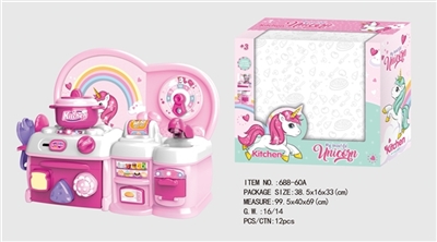 卡通粉独角兽益智厨房、厨具组合 - OBL747138