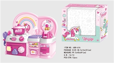 卡通粉独角兽益智厨房、厨具组合 - OBL747141