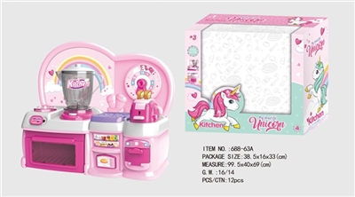 卡通粉独角兽益智厨房、厨具组合 - OBL747147