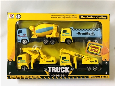 仿真惯性工程车四只装 - OBL748693