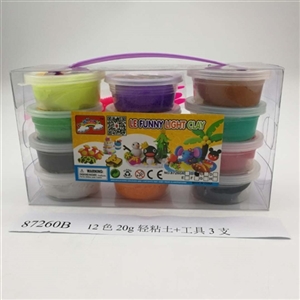 12色20g轻黏土+工具3支PVC盒(罐装) - OBL750577