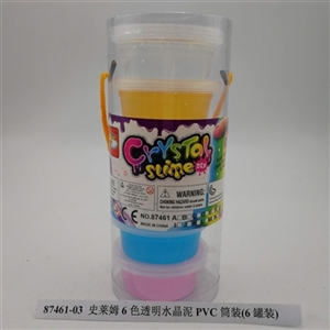 Slime 6 color PVC transparent crystal mud barrel packaging (6 cans) - OBL750585