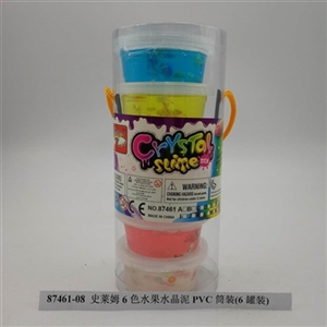 Slime 6 color with fruit crystal mud PVC tube (6 cans) - OBL750590