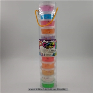 Slime 12 color plum flower crystal mud PVC tube mount (12 cans) - OBL750601