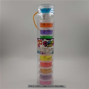 Slime 12 color crystal butterfly mud PVC tube pack (12 cans) - OBL750603