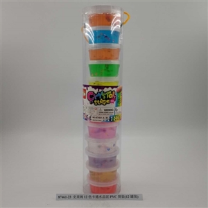 Slime 12 color cartoon crystal mud PVC tube mount (12 cans) - OBL750605