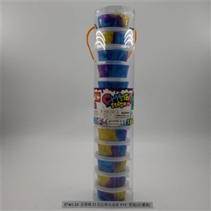 Slime 12 color colorful crystal mud PVC tube mount (12 cans) - OBL750606