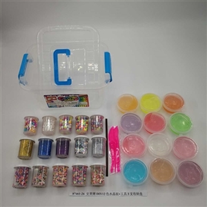 Slime DIY12 color crystal mud 3 receive a case tool (12 cans) - OBL750608