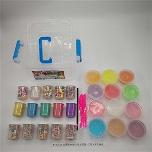 Slime DIY12 color crystal mud 3 receive a case tool (12 cans) - OBL750610