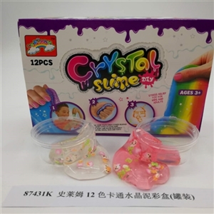 Slime 12 color cartoon crystal mud color box (12 cans) - OBL750630
