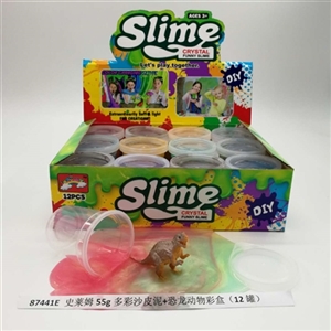 Slime 55 g and colorful sand skin color box (12 cans) mud dinosaurs animals - OBL750648