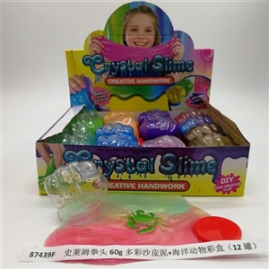 Slime fist 60 g and colorful sand skin color box (12 cans) mud sea animals - OBL750657