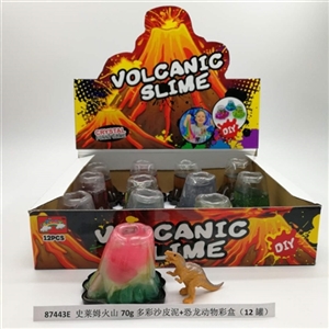 史莱姆火山型70g多彩沙皮泥+恐龙动物彩盒（12罐） - OBL750664