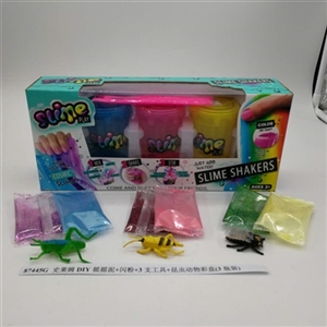 Slime DIY shake flash powder 3 tools mud insects animals color box (3 bottles) - OBL750687