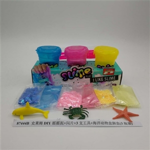 Slime DIY shake mud 3 tool blades and Marine animals box foot box (3 bottles) - OBL750699