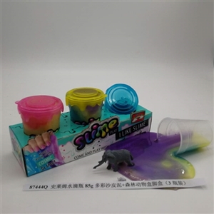 Slimy skin mud water bottles of 85 g and colorful sand forest animals box foot box (3 bottles) - OBL750714