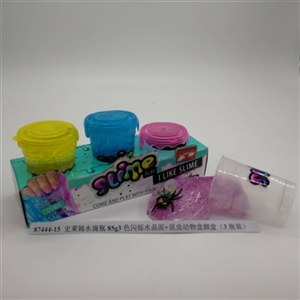史莱姆水滴瓶85g3色闪烁水晶泥+昆虫动物盒脚盒（3瓶装） - OBL750729