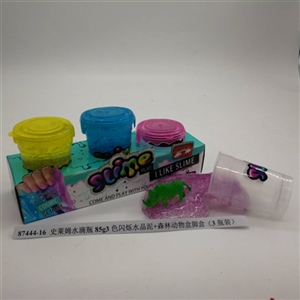 史莱姆水滴瓶85g3色闪烁水晶泥+森林动物盒脚盒（3瓶装） - OBL750730