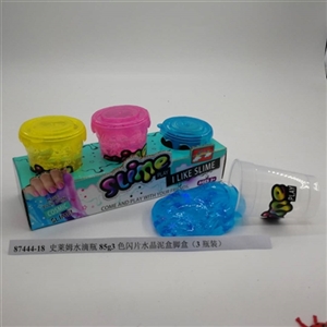 史莱姆水滴瓶85g3色闪片水晶泥盒脚盒（3瓶装） - OBL750732