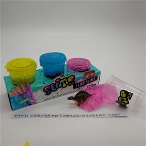 史莱姆水滴瓶85g3色闪耀水晶泥+恐龙动物盒脚盒（3瓶装） - OBL750733